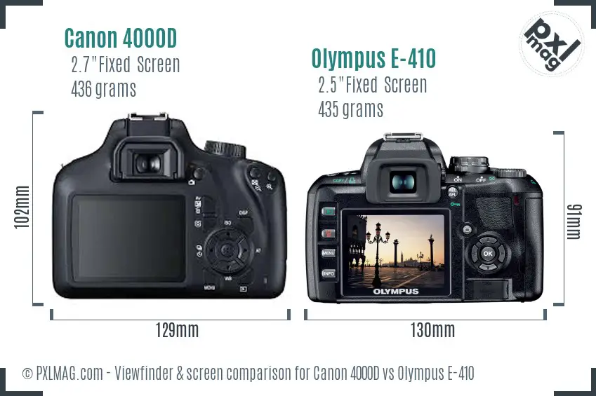 Canon 4000D vs Olympus E-410 Screen and Viewfinder comparison