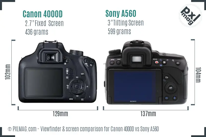 Canon 4000D vs Sony A560 Screen and Viewfinder comparison