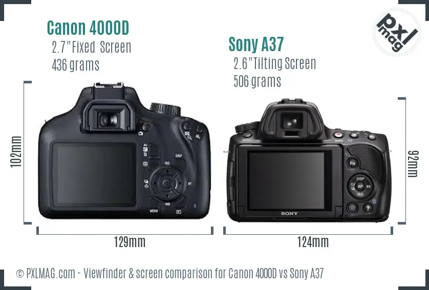 Canon 4000D vs Sony A37 Screen and Viewfinder comparison