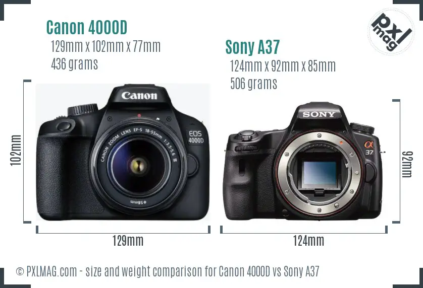 Canon 4000D vs Sony A37 size comparison