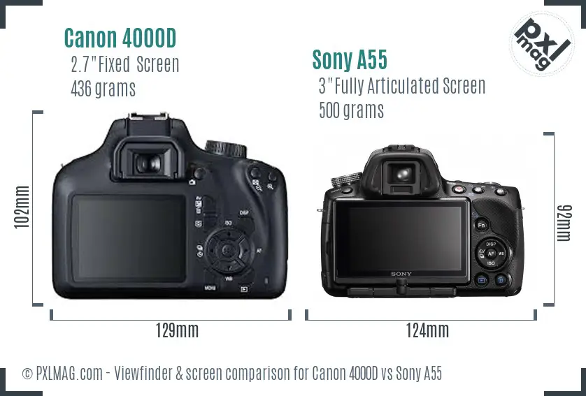 Canon 4000D vs Sony A55 Screen and Viewfinder comparison