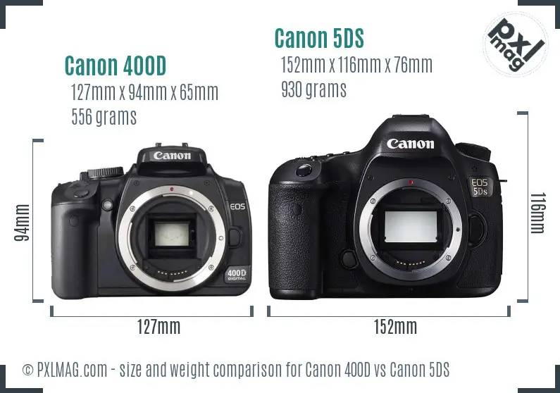 Canon 400D vs Canon 5DS size comparison