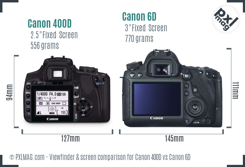Canon 400D vs Canon 6D Screen and Viewfinder comparison