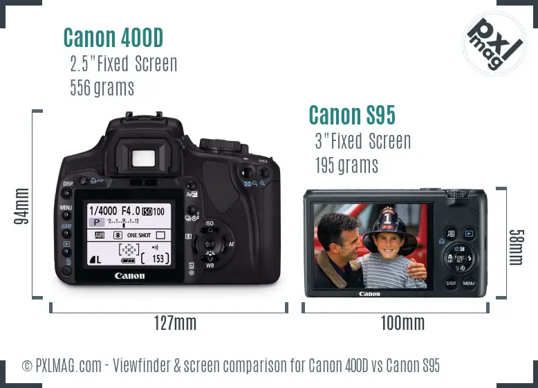 Canon 400D vs Canon S95 Screen and Viewfinder comparison Canon 400D vs Canon S95 Screen and Viewfinder comparison