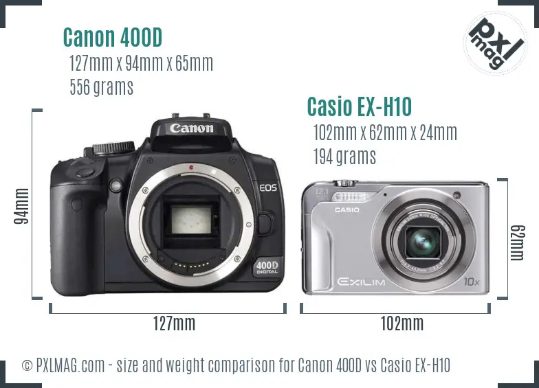 Canon 400D vs Casio EX-H10 size comparison Canon 400D vs Casio EX-H10 size comparison