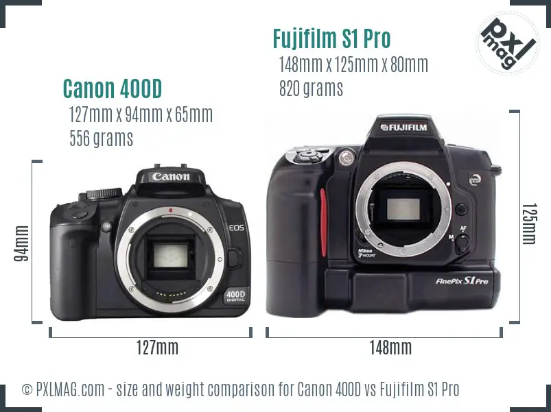 Canon 400D vs Fujifilm S1 Pro size comparison