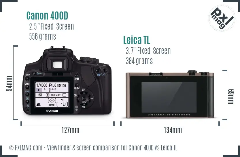 Canon 400D vs Leica TL Screen and Viewfinder comparison