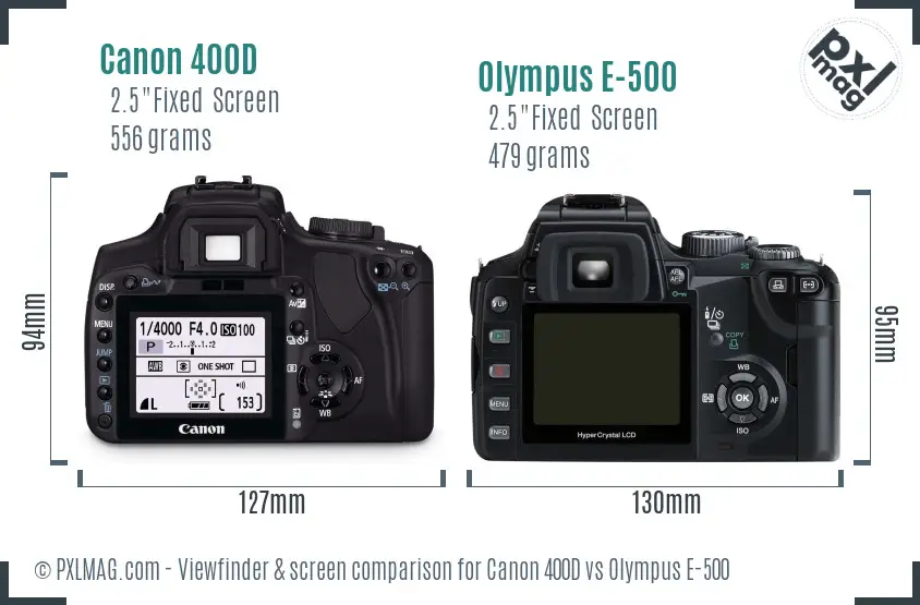 Canon 400D vs Olympus E-500 Screen and Viewfinder comparison Canon 400D vs Olympus E-500 Screen and Viewfinder comparison