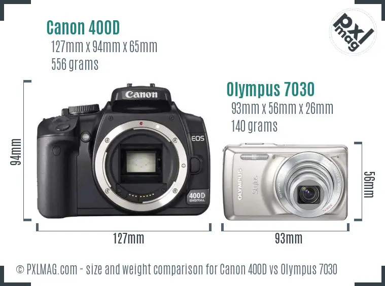 Canon 400D vs Olympus 7030 size comparison Canon 400D vs Olympus 7030 size comparison