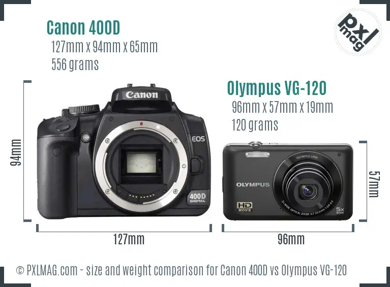 Canon 400D vs Olympus VG-120 size comparison Canon 400D vs Olympus VG-120 size comparison
