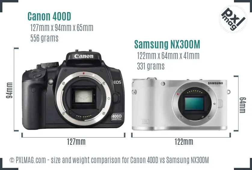 Canon 400D vs Samsung NX300M size comparison