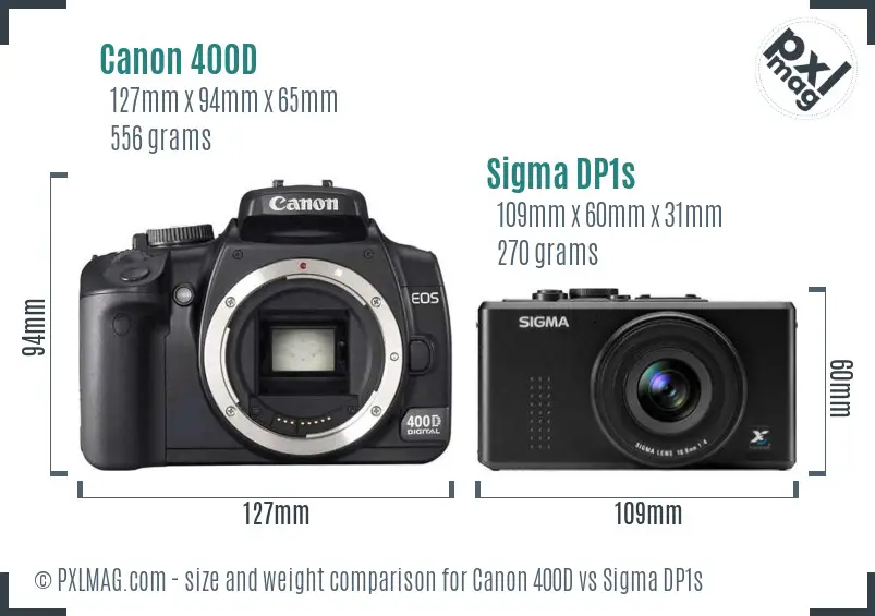 Canon 400D vs Sigma DP1s size comparison