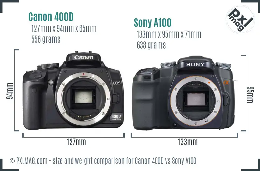 Canon 400D vs Sony A100 size comparison