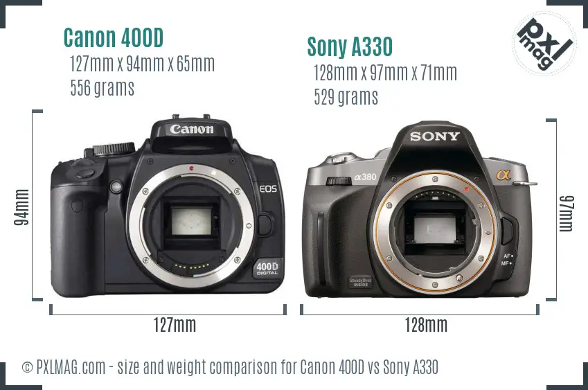 Canon 400D vs Sony A330 size comparison