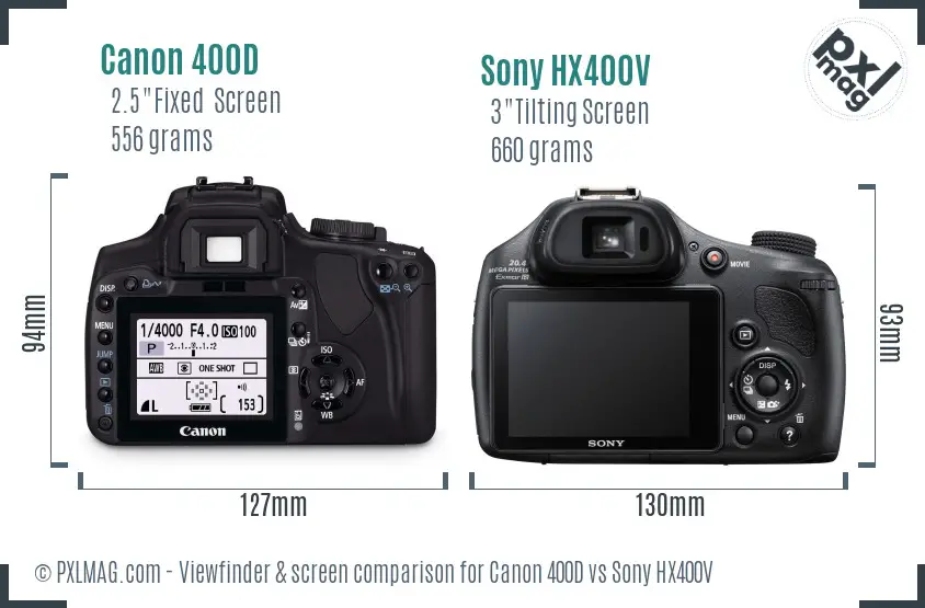 Canon 400D vs Sony HX400V Screen and Viewfinder comparison Canon 400D vs Sony HX400V Screen and Viewfinder comparison