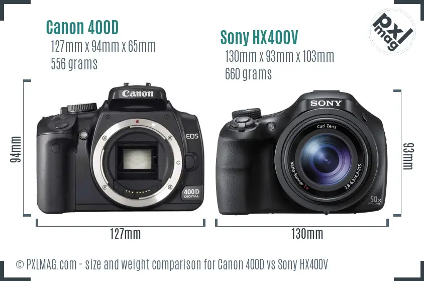 Canon 400D vs Sony HX400V size comparison Canon 400D vs Sony HX400V size comparison