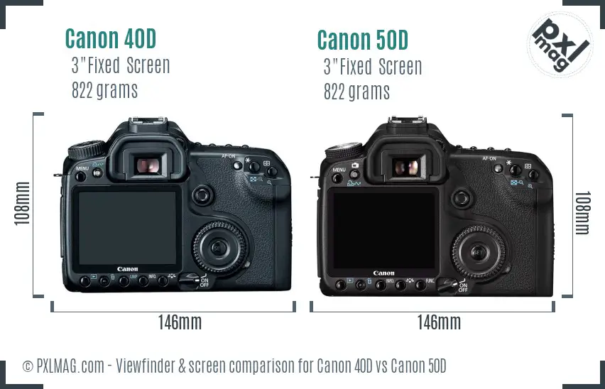 Canon 40D vs Canon 50D Screen and Viewfinder comparison