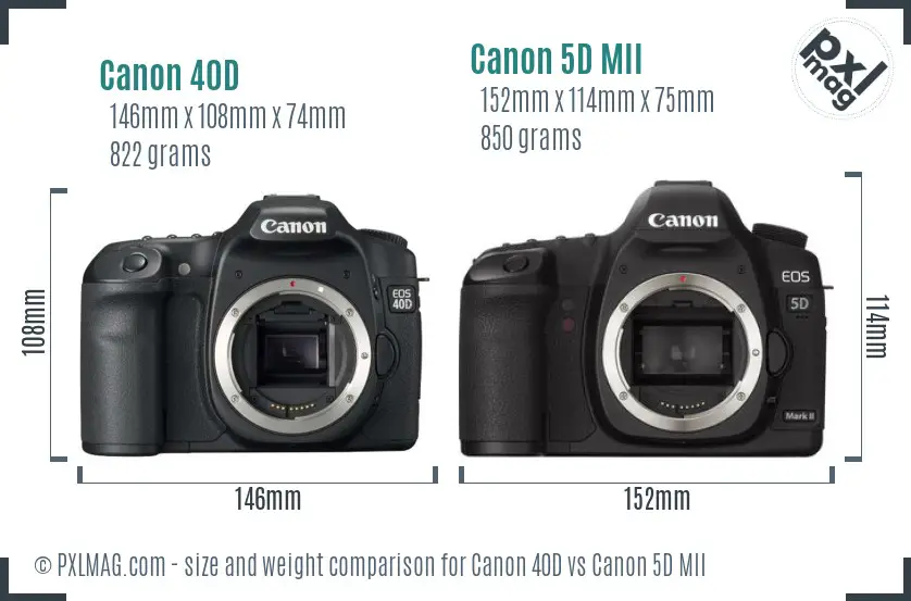 Canon 40D vs Canon 5D MII size comparison