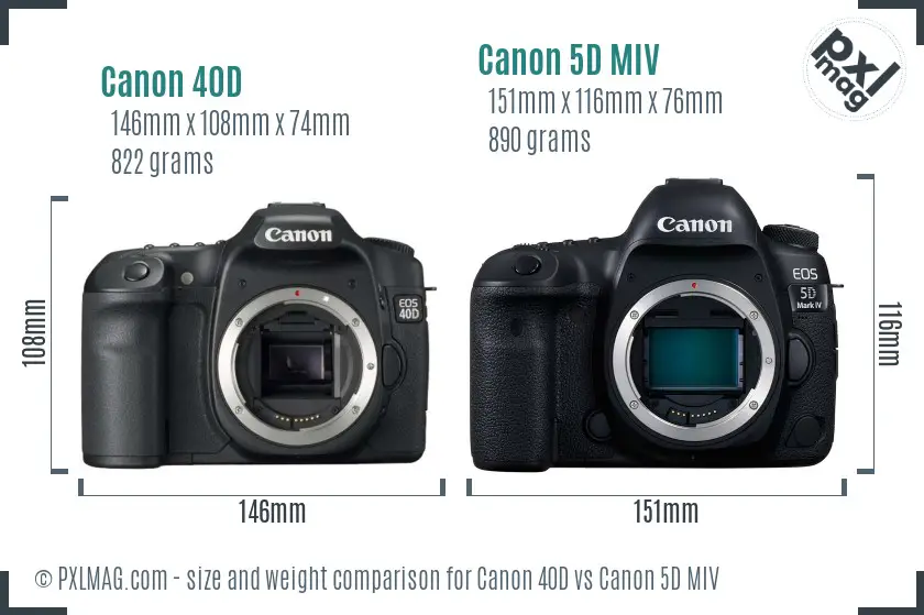 Canon 40D vs Canon 5D MIV size comparison