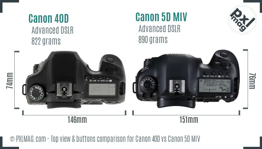 Canon 40D vs Canon 5D MIV top view buttons comparison