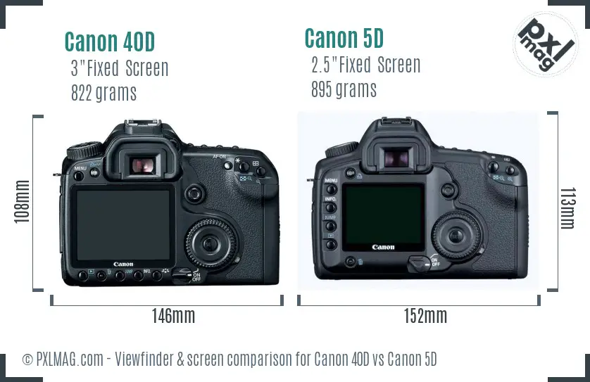 Canon 40D vs Canon 5D Screen and Viewfinder comparison