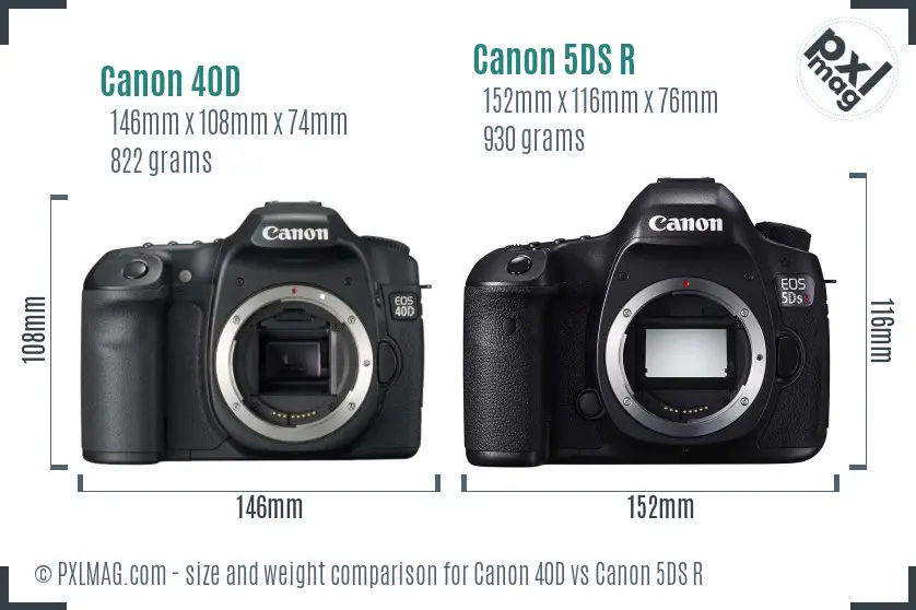 Canon 40D vs Canon 5DS R size comparison