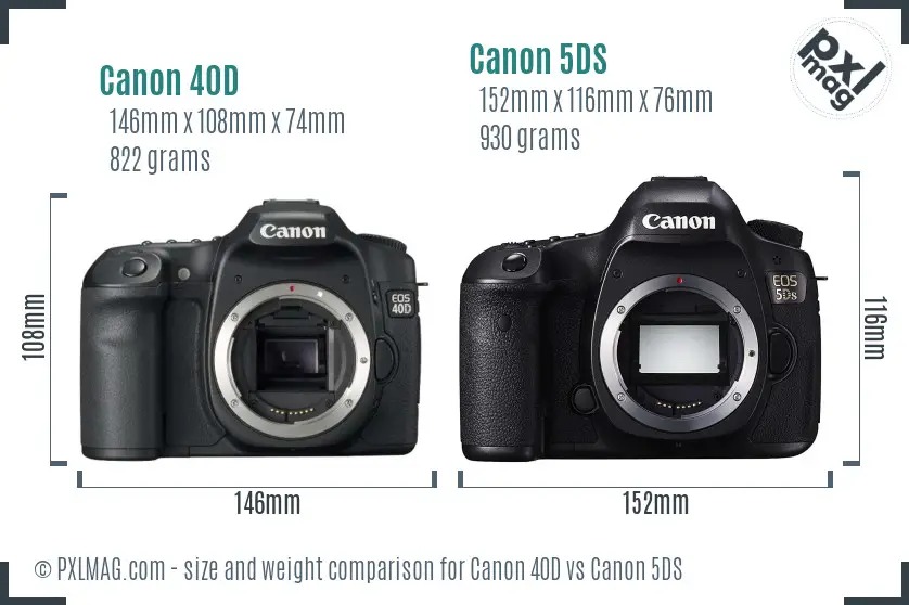Canon 40D vs Canon 5DS size comparison
