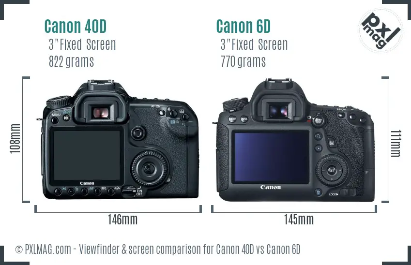 Canon 40D vs Canon 6D Screen and Viewfinder comparison