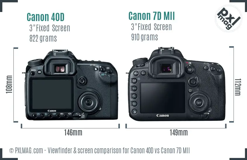 Canon 40D vs Canon 7D MII Screen and Viewfinder comparison