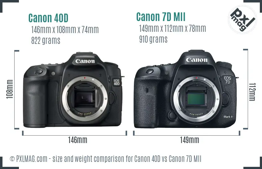 Canon 40D vs Canon 7D MII size comparison