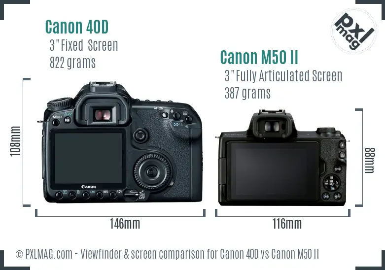 Canon 40D vs Canon M50 II Screen and Viewfinder comparison Canon 40D vs Canon M50 II Screen and Viewfinder comparison