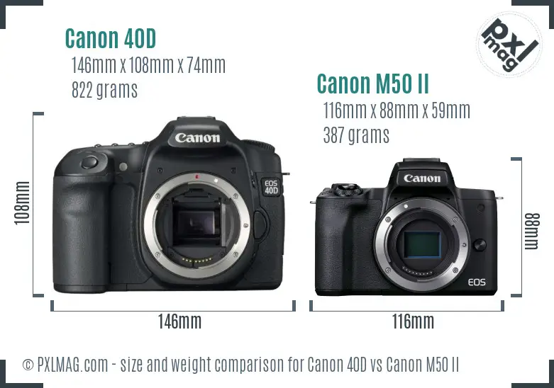Canon 40D vs Canon M50 II size comparison Canon 40D vs Canon M50 II size comparison