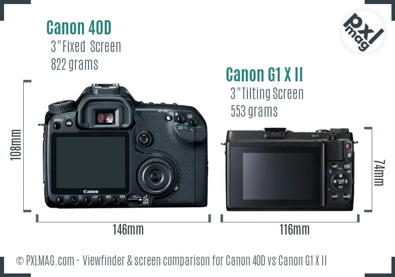 Canon 40D vs Canon G1 X II Screen and Viewfinder comparison Canon 40D vs Canon G1 X II Screen and Viewfinder comparison