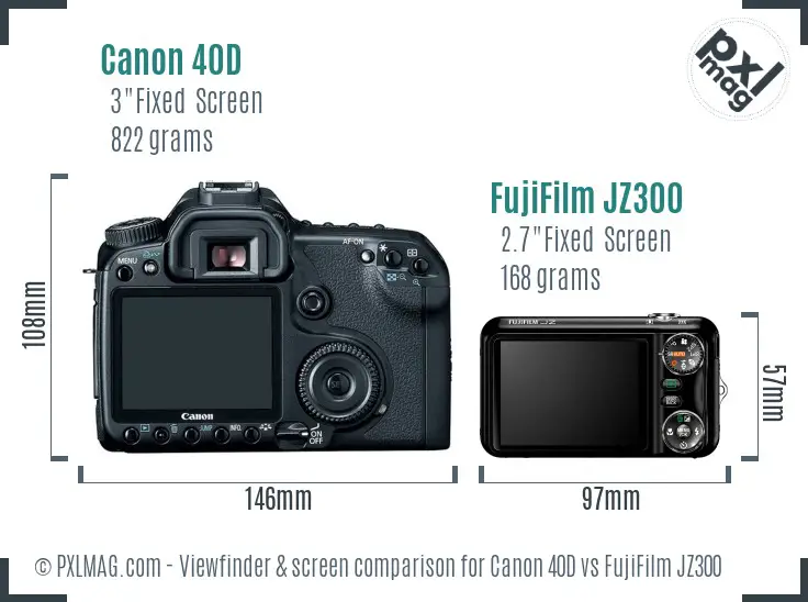 Canon 40D vs FujiFilm JZ300 Screen and Viewfinder comparison