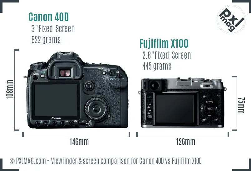 Canon 40D vs Fujifilm X100 Screen and Viewfinder comparison Canon 40D vs Fujifilm X100 Screen and Viewfinder comparison