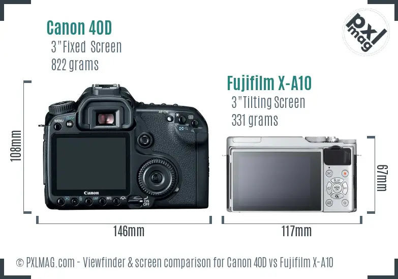 Canon 40D vs Fujifilm X-A10 Screen and Viewfinder comparison Canon 40D vs Fujifilm X-A10 Screen and Viewfinder comparison