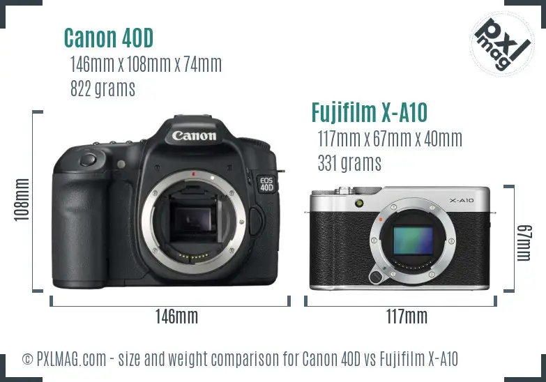 Canon 40D vs Fujifilm X-A10 size comparison Canon 40D vs Fujifilm X-A10 size comparison