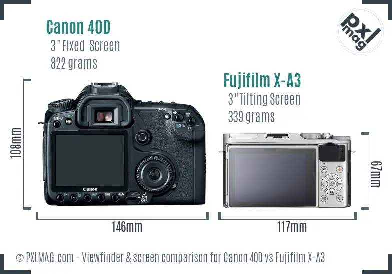 Canon 40D vs Fujifilm X-A3 Screen and Viewfinder comparison Canon 40D vs Fujifilm X-A3 Screen and Viewfinder comparison