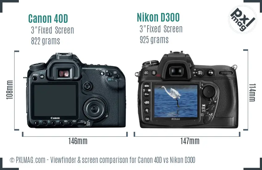 Canon 40D vs Nikon D300 Screen and Viewfinder comparison