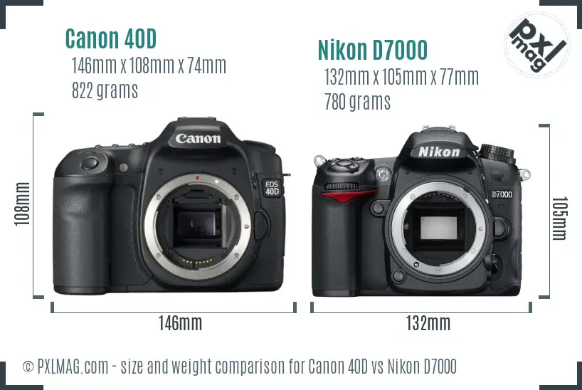 Canon 40D vs Nikon D7000 size comparison