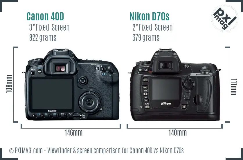 Canon 40D vs Nikon D70s Screen and Viewfinder comparison