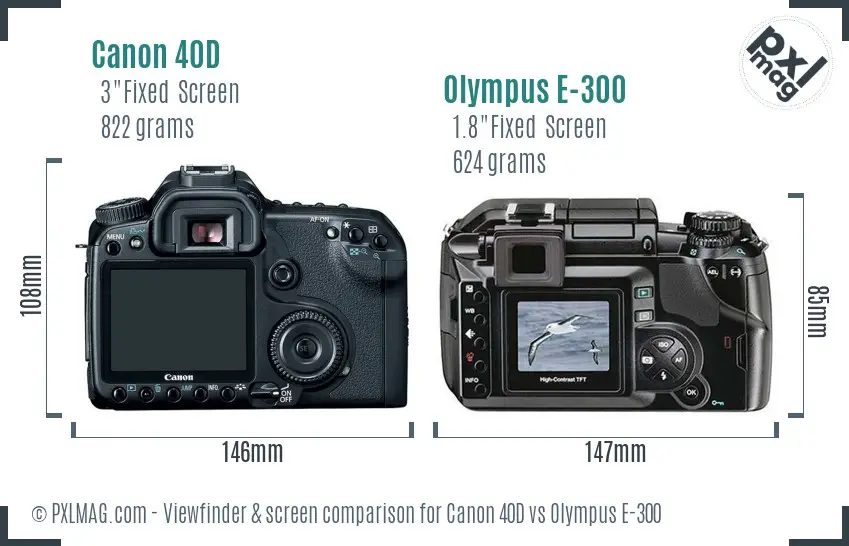 Canon 40D vs Olympus E-300 Screen and Viewfinder comparison