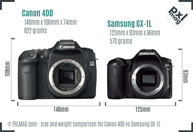 Canon 40D vs Samsung GX-1L size comparison