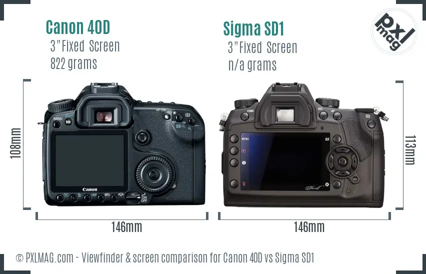 Canon 40D vs Sigma SD1 Screen and Viewfinder comparison Canon 40D vs Sigma SD1 Screen and Viewfinder comparison
