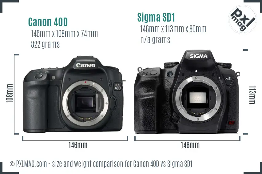 Canon 40D vs Sigma SD1 size comparison Canon 40D vs Sigma SD1 size comparison
