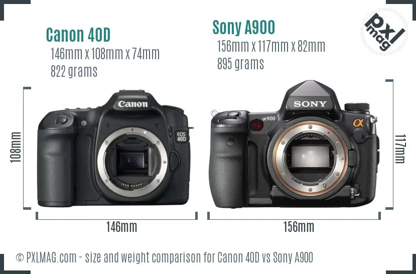 Canon 40D vs Sony A900 size comparison