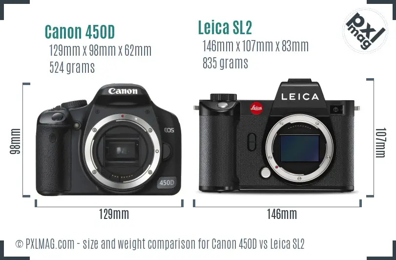 Canon 450D vs Leica SL2 size comparison