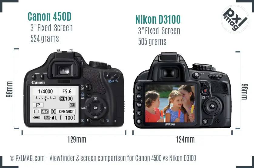 Canon 450D vs Nikon D3100 Screen and Viewfinder comparison
