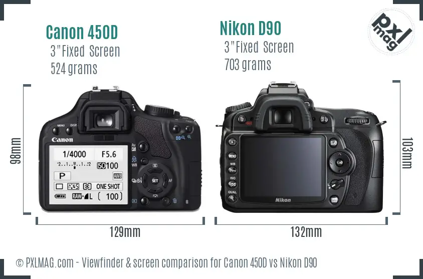Canon 450D vs Nikon D90 Screen and Viewfinder comparison Canon 450D vs Nikon D90 Screen and Viewfinder comparison