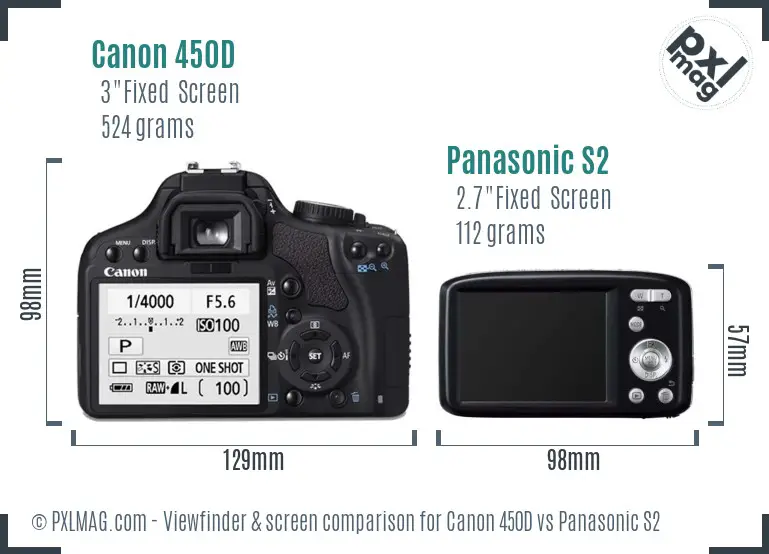 Canon 450D vs Panasonic S2 Screen and Viewfinder comparison